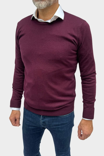 banzola-collection PULL COL ROND BORDEAUX - EXCELSIOR R35