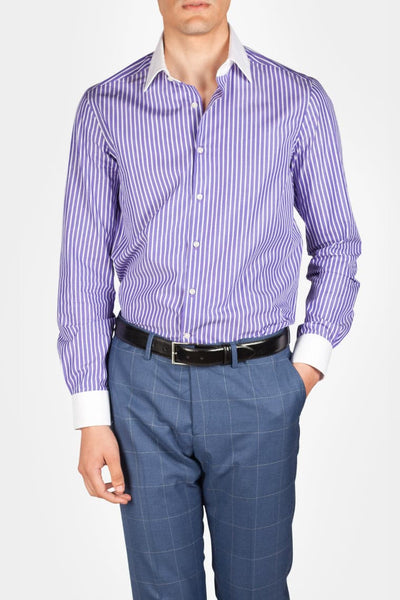 CHEMISE TORINO À RAYURES VIOLET # - banzola-collection