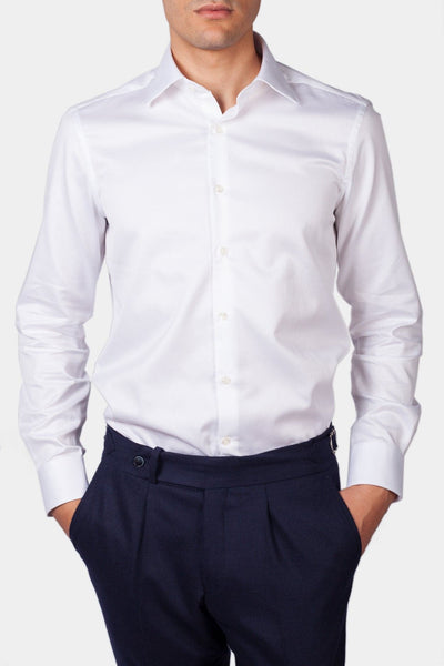 CHEMISE TORINO BLANCHE NID D'ABEILLE. - banzola-collection