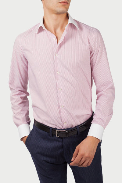 CHEMISE TORINO OP FRAMBOISE À RAYURES - Exclusive - banzola-collection