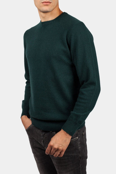 PULL COL ROND 100% CACHEMIRE VERT FONCÉ - Exclusive - banzola-collection